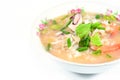 Rice porridge with pork,shrimp and squid' ,thai breakfast Royalty Free Stock Photo