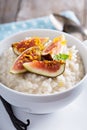 Rice pudding with milk and vanilla beans Royalty Free Stock Photo
