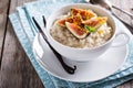 Rice pudding with milk and vanilla beans Royalty Free Stock Photo