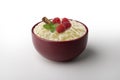 Rice pudding with raspberries Royalty Free Stock Photo