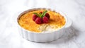 Rice Pudding with Raspberries and Mint in White Ramekin Royalty Free Stock Photo