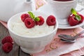 Rice pudding with raspberries Royalty Free Stock Photo