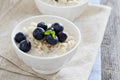 Rice pudding with syrup and berries Royalty Free Stock Photo