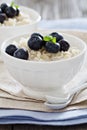 Rice pudding with syrup and berries Royalty Free Stock Photo