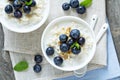 Rice pudding with syrup and berries Royalty Free Stock Photo