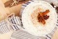 Rice pudding top view. Royalty Free Stock Photo