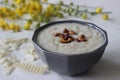 Rice puddings prepared in traditional Kerala style. A popular dessert commonly called palada pradhaman shot with golden shower