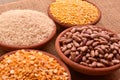 Rice Pulses legumes in the mud bowl Royalty Free Stock Photo
