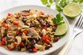 Rice with red bean, mushrooms and vegetables Royalty Free Stock Photo