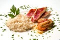 Rice with red mullet fillets and seafood Royalty Free Stock Photo