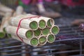 Rice roasted in bamboo joints, sticky rice soaked in coconut milk and baked in a length of bamboo