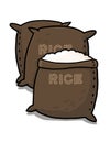 Sacks of rice illustration isolated on white background