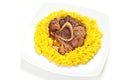 Rice with saffron and bovine meat Royalty Free Stock Photo