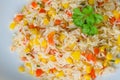 Rice salad with corn and vegetables