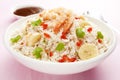 Rice Salad with Prawn or Shrimp and Banana Royalty Free Stock Photo