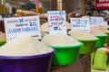 Rice for sale at the Mehrgon Market in Dushanbe