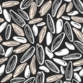 Rice seed. Vector seamless pattern. Organic food