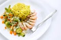 Rice, shrimps and vegetables Royalty Free Stock Photo