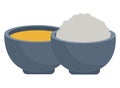 Rice and sou in bowls cartoon Royalty Free Stock Photo