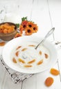 Rice soup with dried apricots Royalty Free Stock Photo