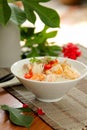 Rice soup with prawn and mince pork