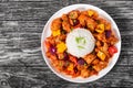 Rice with Sweet and Sour fried pork chunks Royalty Free Stock Photo