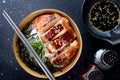 Rice with teriyaki chicken grill. Royalty Free Stock Photo