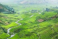 Rice terraces field in Rainning season Royalty Free Stock Photo