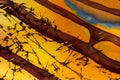 Rice terraces, fragment, hot batik, handmade abstract surrealism art on silk