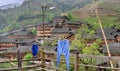 Rice terraces in the highlands of China, peasant farming village