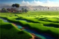 Rice terraces in Jaisalmer, Rajasthan, India