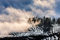 Rice terraces of Yunnan province amid the scenic morning fog. Royalty Free Stock Photo