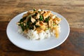 Rice topped with stir fried chicken Royalty Free Stock Photo