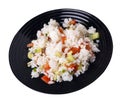 Rice with vegetables on a plate isolated on white background . rice with tomatoes, cucumbers and onions Royalty Free Stock Photo