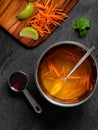 Rice Vermicelli Salad Sauce top view on the table Royalty Free Stock Photo