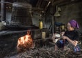 Rice winemaking in a traditional way inside house in a local village, Sapa, Vietnam