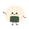 Cute Onigiri Japanese Food Cartoon Character Vector Illustration. Royalty Free Stock Photo