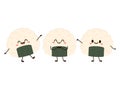 Cute Onigiri Japanese Food Cartoon Character Vector Illustration.