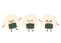 Cute Onigiri Japanese Food Cartoon Character Vector Illustration. Royalty Free Stock Photo