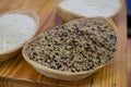 Riceberry is a cross-bred unmilled rice possessing dark violet grain