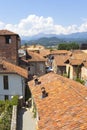 Ricetto di Candelo, aerial view. Color image