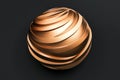 A rich abstract sphere with bronze waves, minimalistic and luxurious over a black gradient Ai ganerated