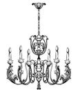 Rich Baroque Classic chandelier. Luxury decor accessory design. Vector illustration sketch