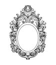 Rich Baroque Mirror frame. Vector French Luxury rich intricate ornaments. Victorian Royal Style decor