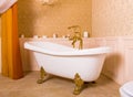 Rich bath with gold roll-tops in the form of paws Royalty Free Stock Photo