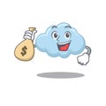 Rich blue cloud cartoon design holds money bags