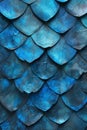 Rich blue fish scales with intricate detailing and a shimmering surface.