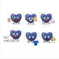 A Rich blue love gummy candy mascot design style going shopping