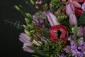 Rich bouquet of fresh roses and tulips Royalty Free Stock Photo