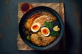 rich broth with japanese tonkotsu ramen bowl and sauce